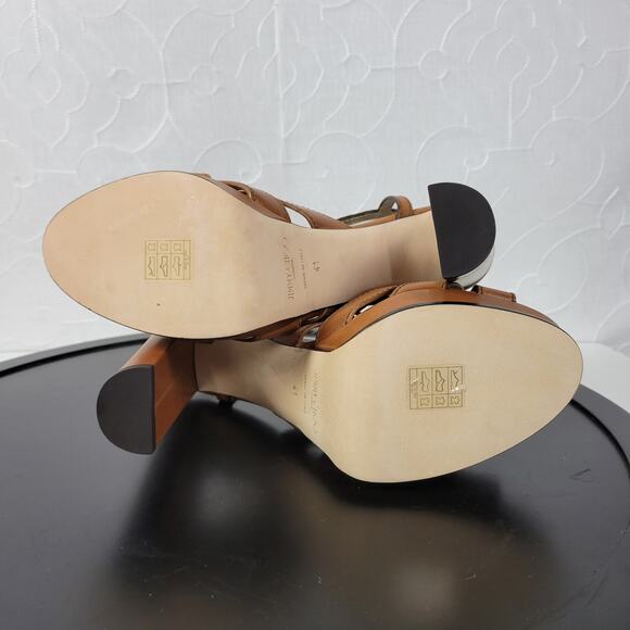 Jimmy Choo Hermione Platform Women Sandals Size 41 US11 Tan Leather Open Toe NEW - Picture 10 of 14